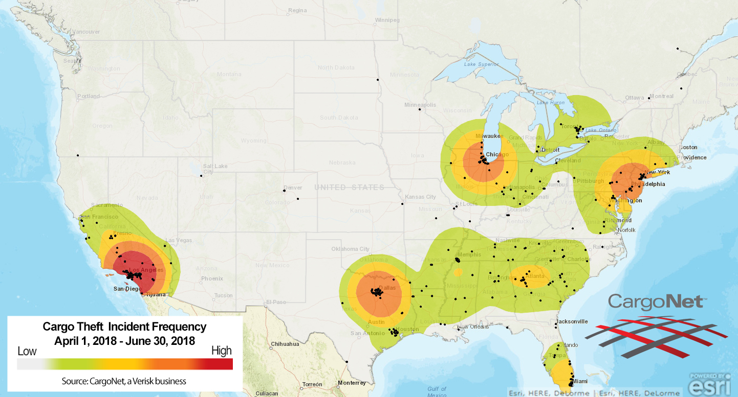 2018 Q2 Cargo Theft Heat Map