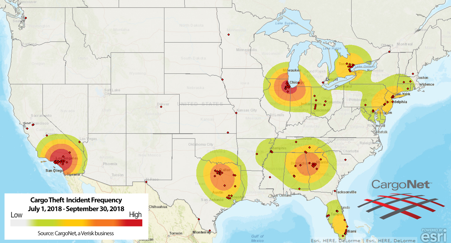2018 Q3 Cargo Theft Heat Map